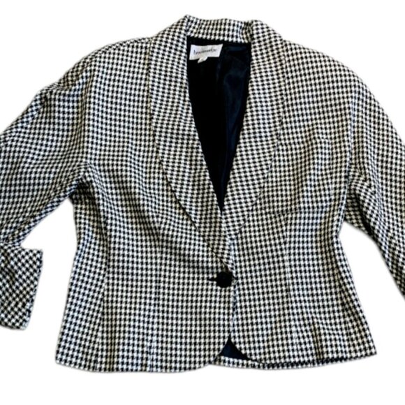 VTG Breckenridge ILGWU Houndstooth Black & White Blazer Sz 8 68G - Picture 5 of 10